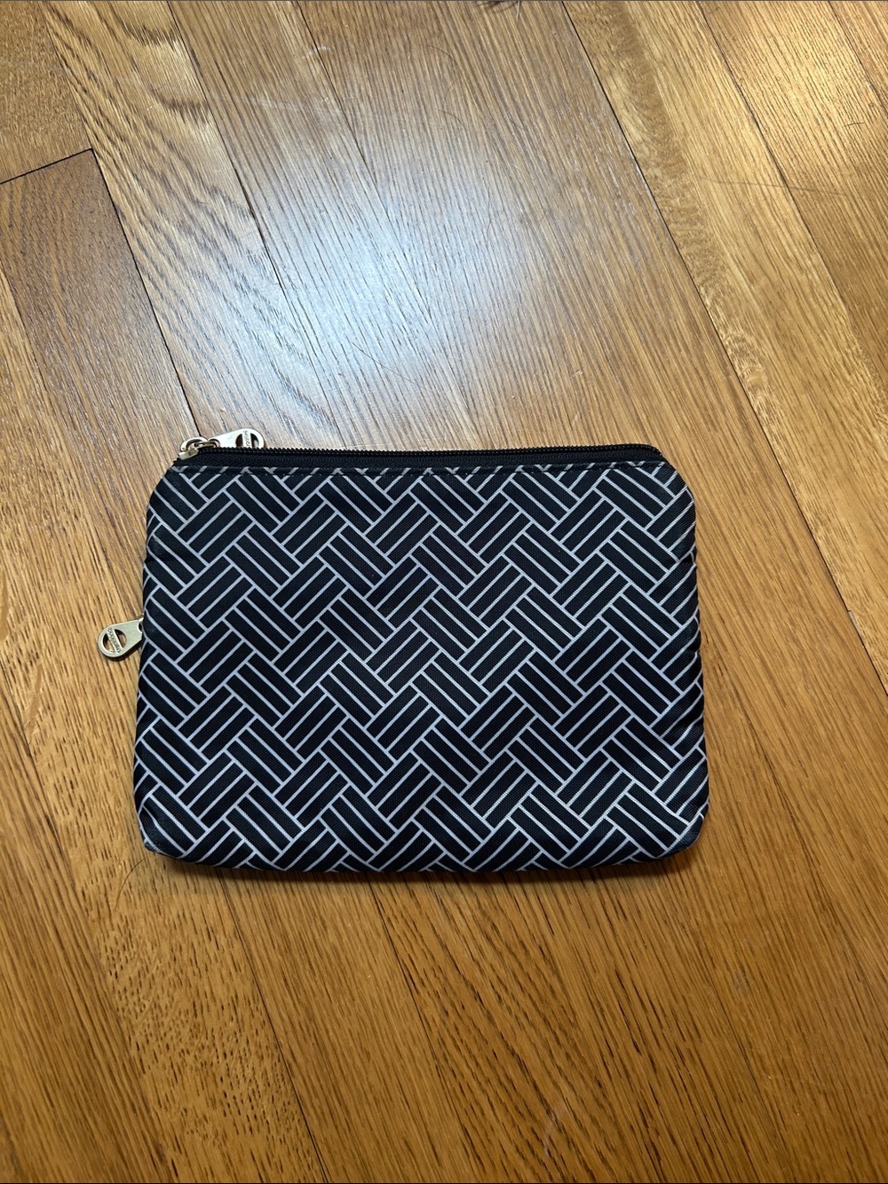 Baggallini Black & White Patterned Triple-Zip Pouch - Picture 2 of 4